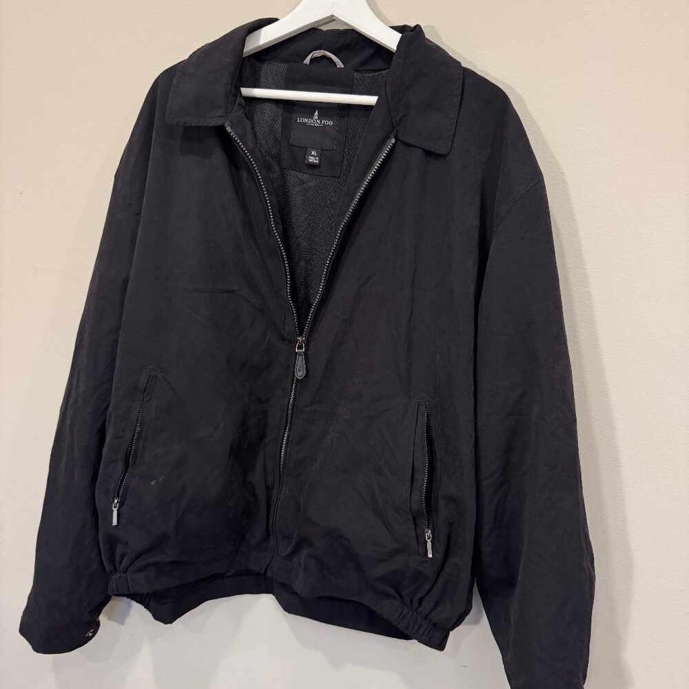 London Fog Black Zip-Up Windbreaker Jacket XL Men’s Lightweight Classic Casual